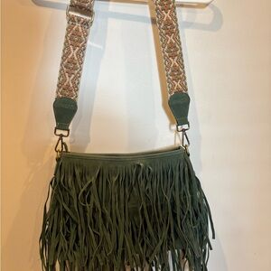 Jen & Co Green Fringe Crossbody Bag